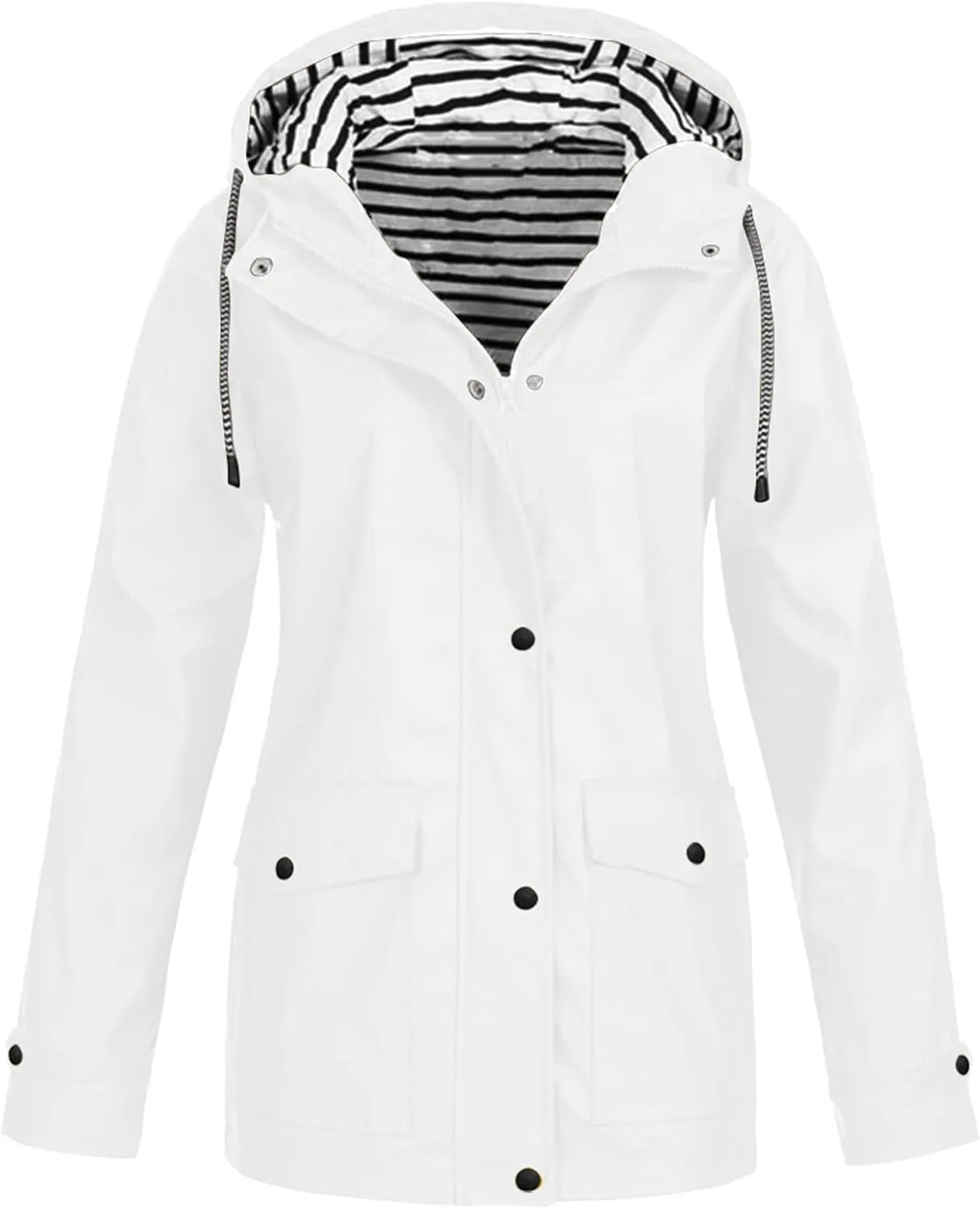 2025 Womens Raincoat Fall Fashion Fit Waterproof Rain Jacket Winter Zip up Windbreaker with Hood
