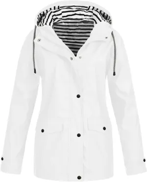 2025 Womens Raincoat Fall Fashion Fit Waterproof Rain Jacket Winter Zip up Windbreaker with Hood