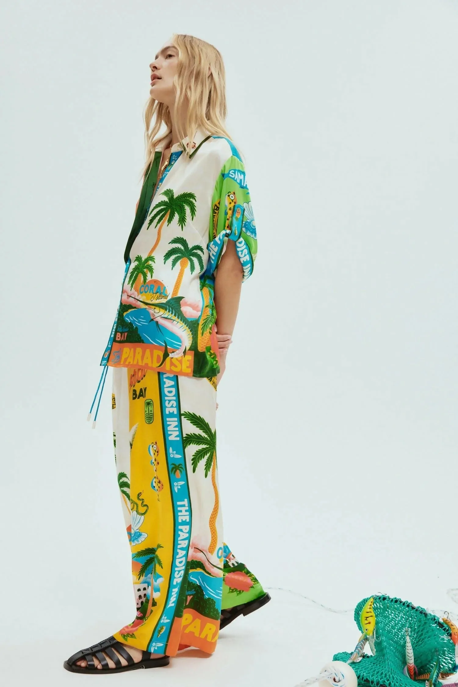 Alemais Paradiso Silk Shirt & Pants Set Size 12