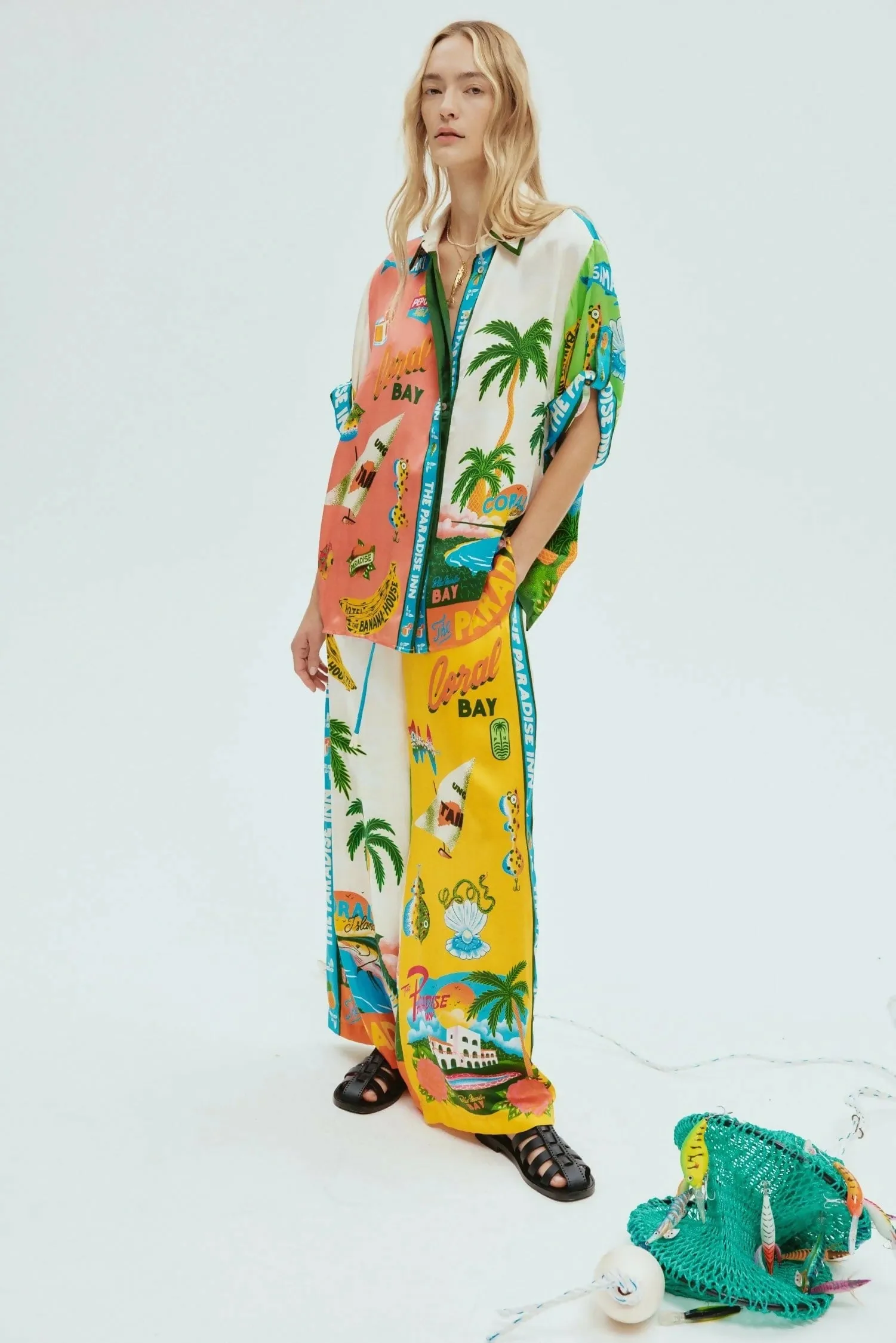 Alemais Paradiso Silk Shirt & Pants Set Size 12