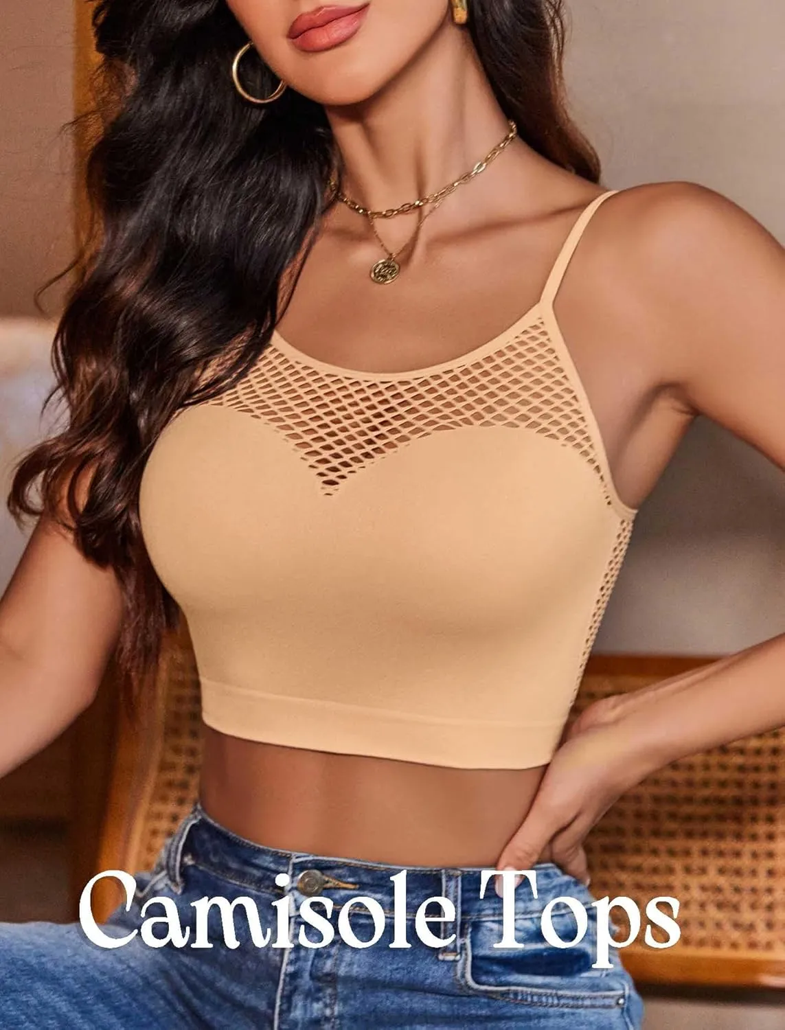 Avidlove Sexy Tops for Women Fishnet Crop Tops Y2k Bralette Hollow Out Camisole Going Out Lingeries Top