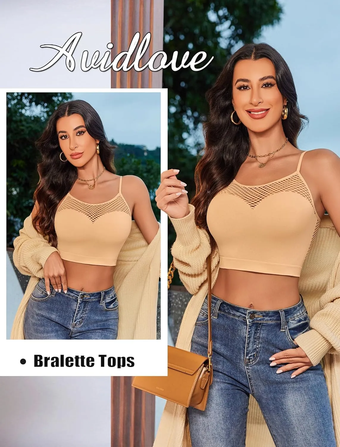 Avidlove Sexy Tops for Women Fishnet Crop Tops Y2k Bralette Hollow Out Camisole Going Out Lingeries Top