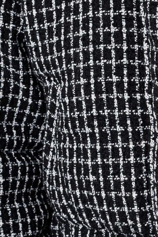 Black & White Tweed Crop Puffer Jacket