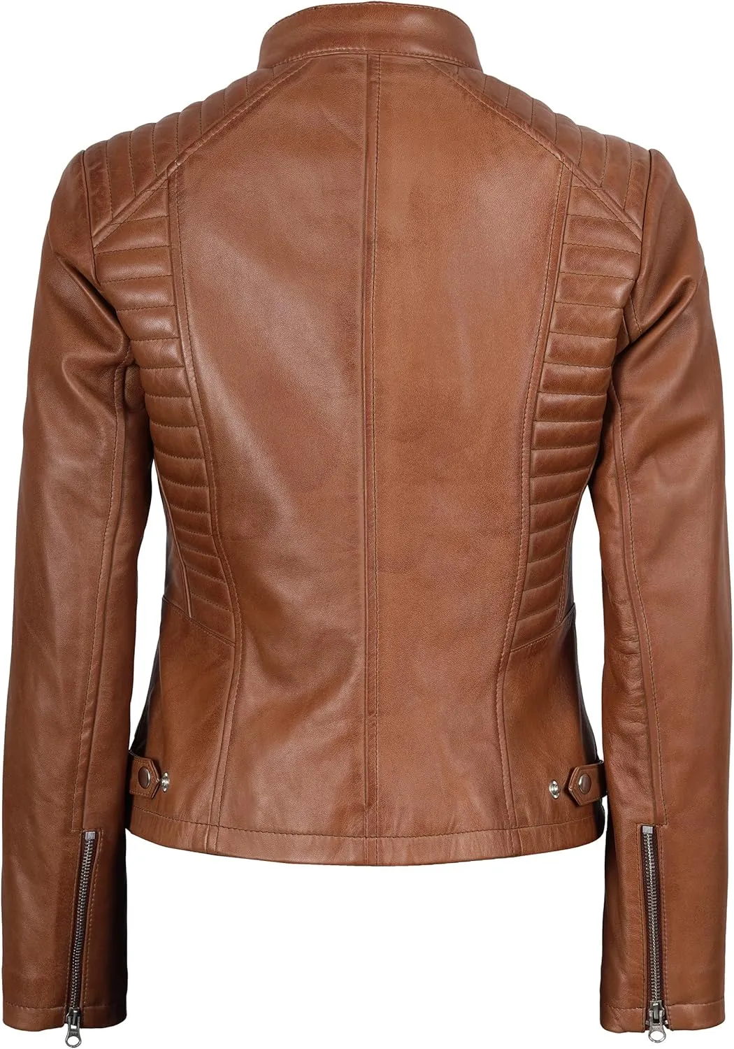 Blingsoul Real Leather Jacket Women - Cafe Racer Style Womens Leather Jackets