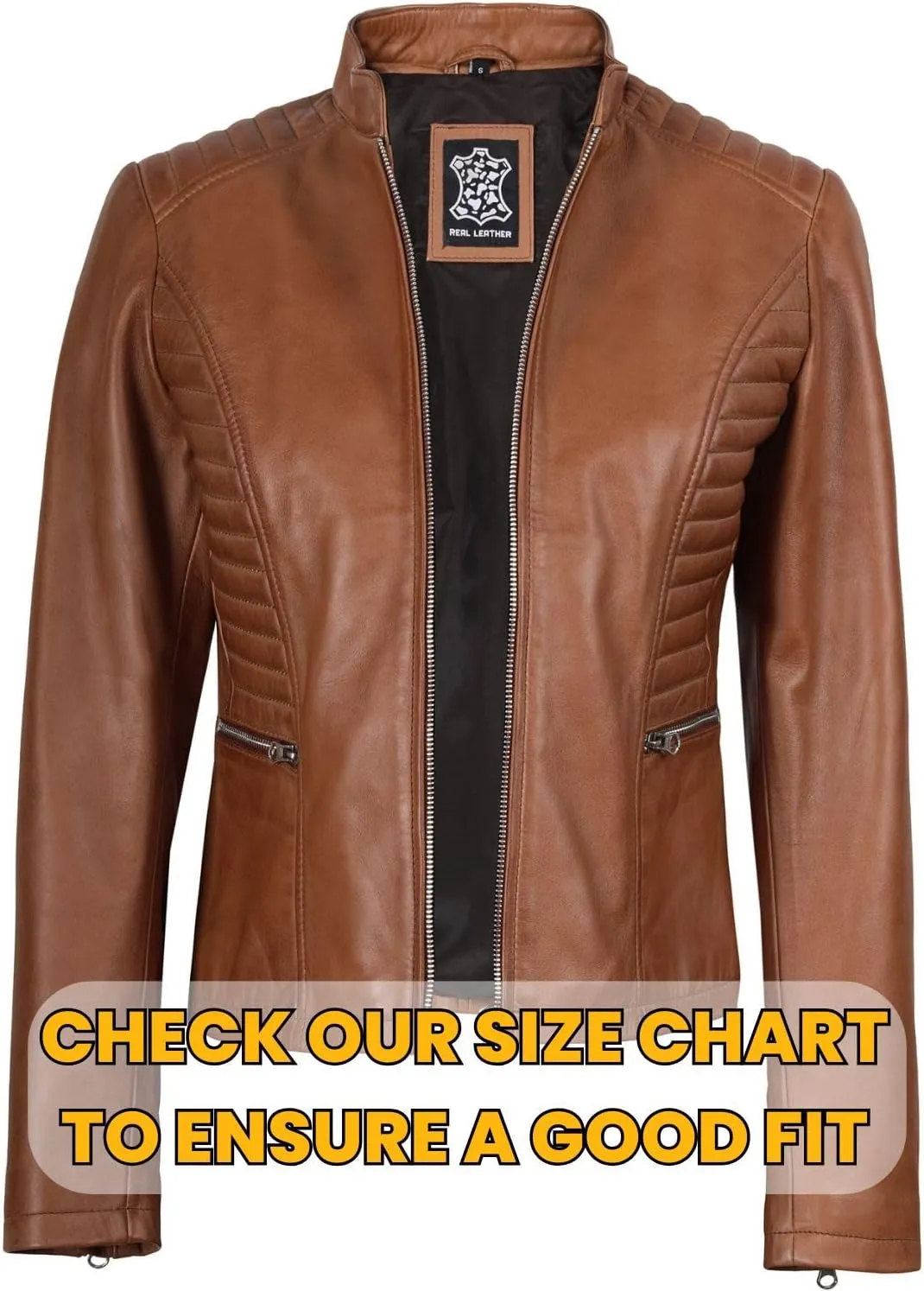 Blingsoul Real Leather Jacket Women - Cafe Racer Style Womens Leather Jackets