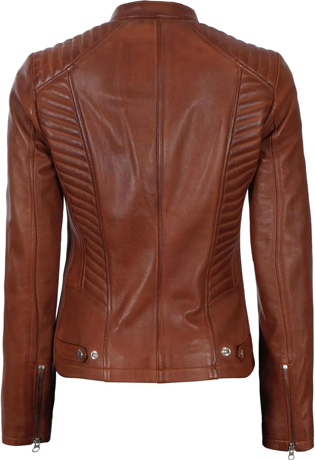 Blingsoul Real Leather Jacket Women - Cafe Racer Style Womens Leather Jackets