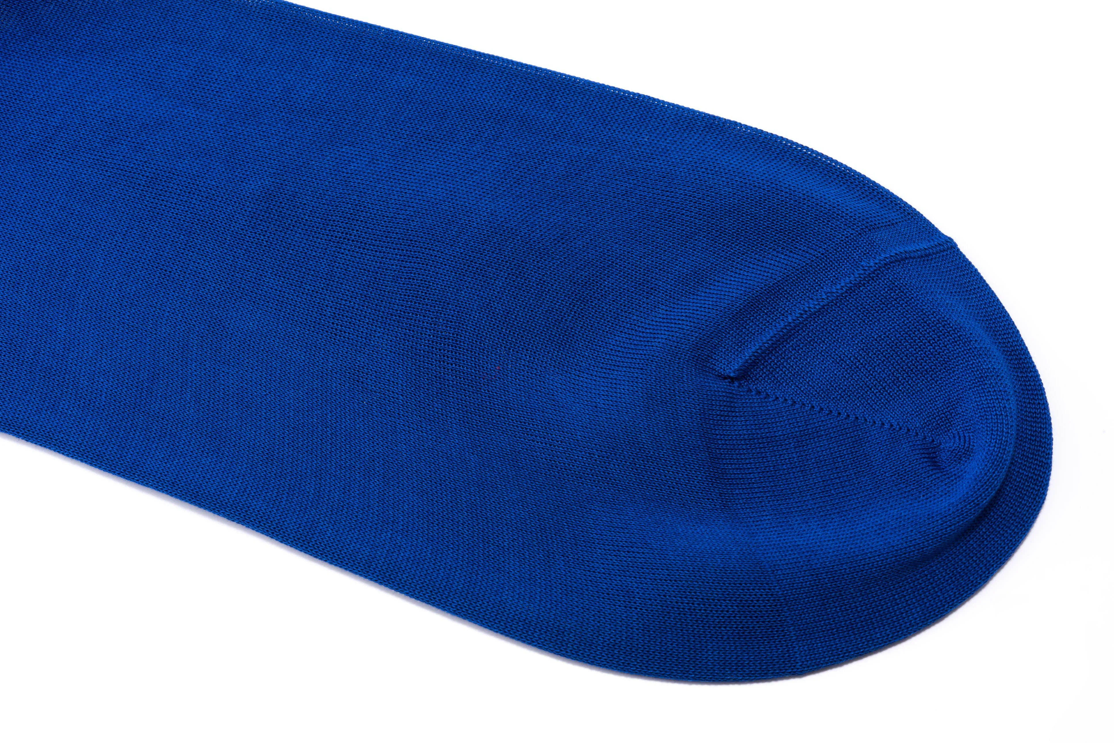 Blue Cotton Socks with Red & White Clocks