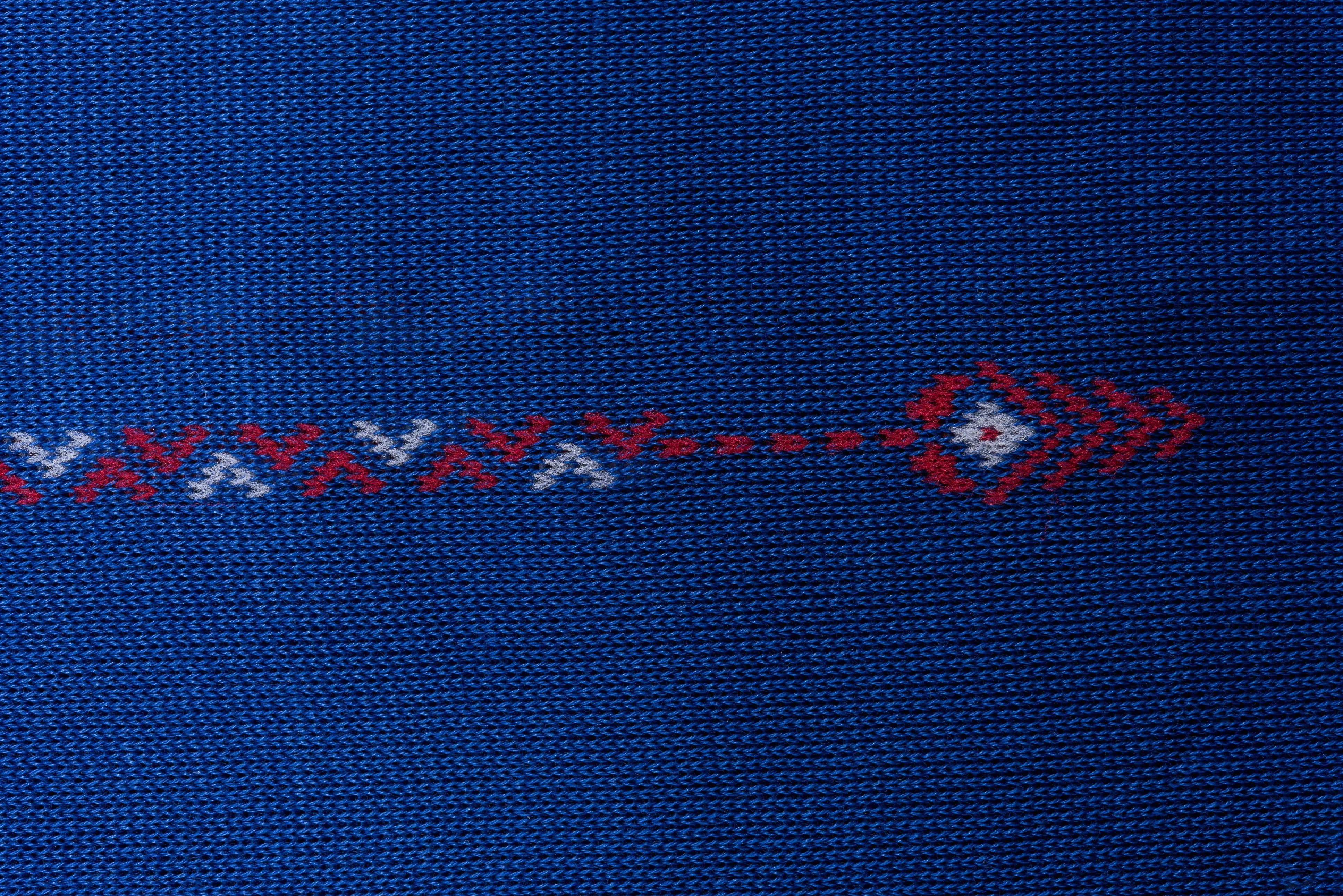 Blue Cotton Socks with Red & White Clocks