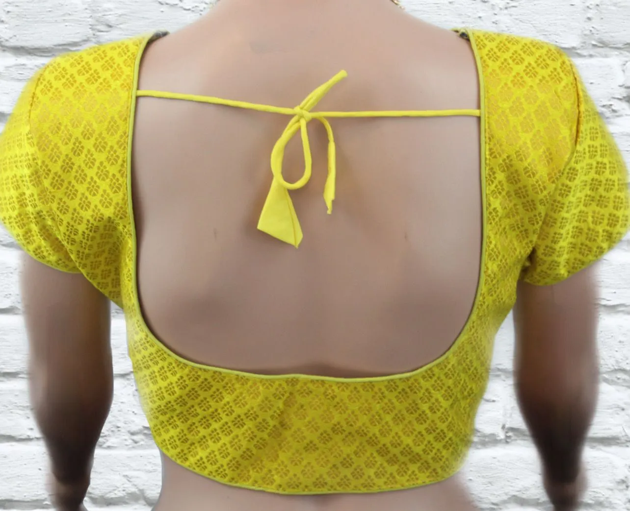 Brocade Silk Blouse: Short Sleeve, Front Open and Padded