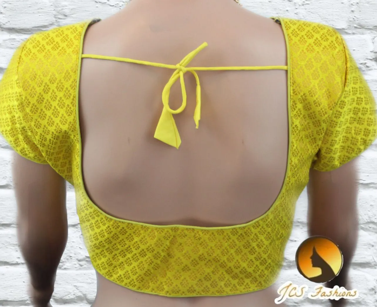 Brocade Silk Blouse: Short Sleeve, Front Open and Padded