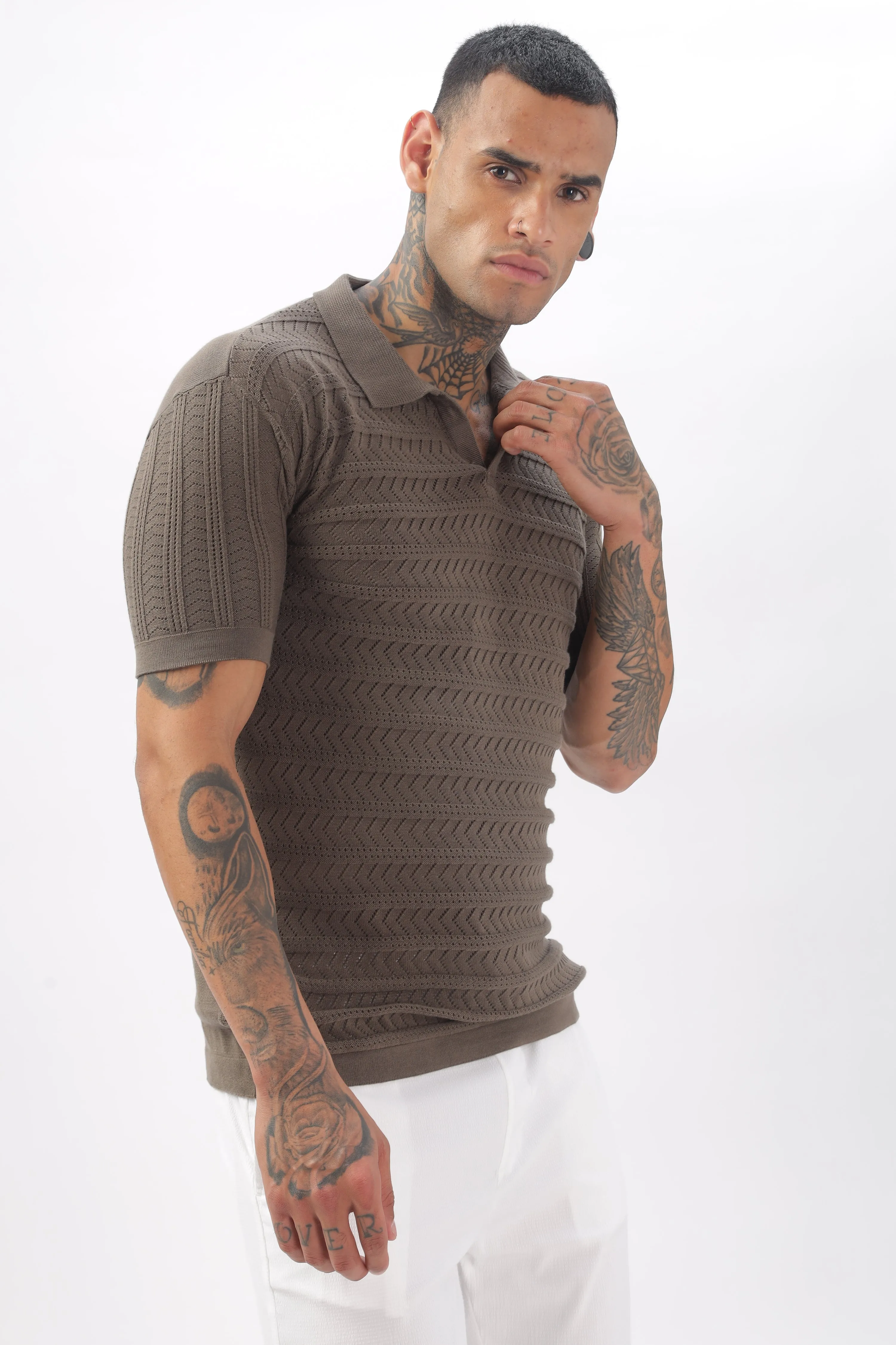 Chevron Classic Grey Polo T-shirt