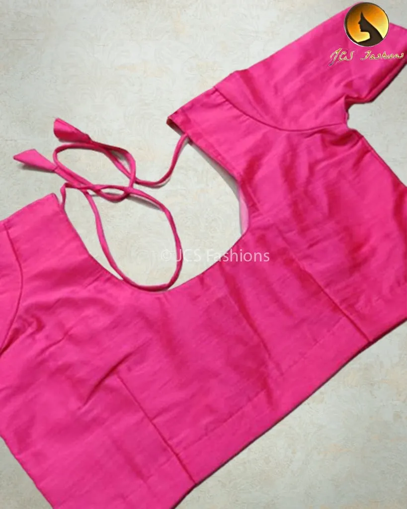 Chic Raw Silk Blouse: Elbow Sleeve and Back Knot - JCSFashions