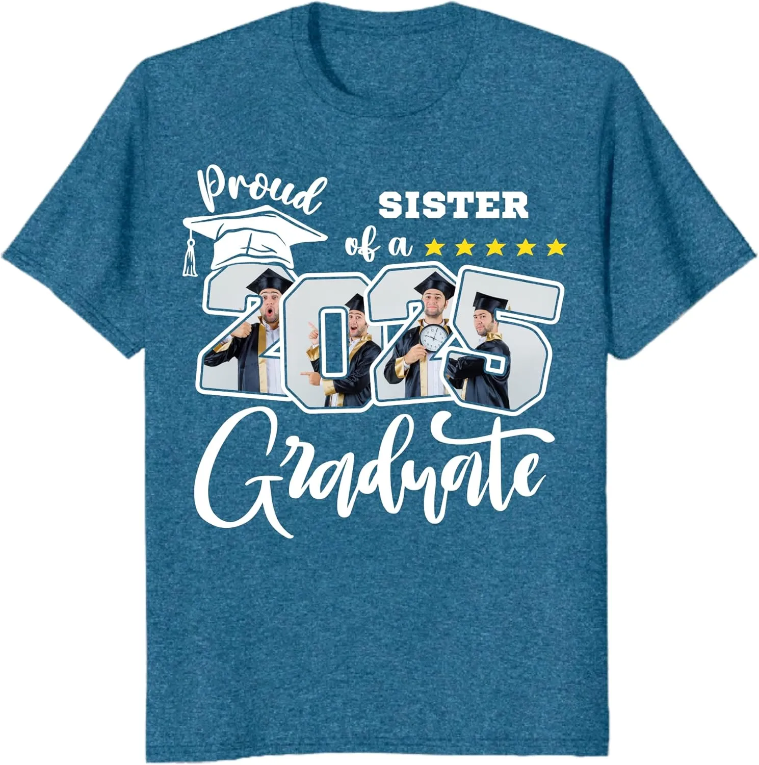 Custom Photo 2025 Graduation Matching Family T-Shirts, Personalized Graduate Senior Shirts, Proud of Grad Customizable Tee