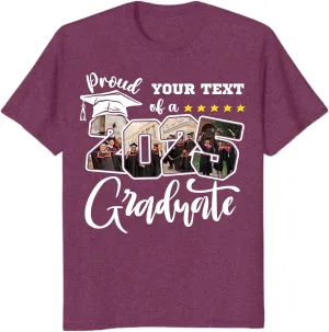 Custom Photo 2025 Graduation Matching Family T-Shirts, Personalized Graduate Senior Shirts, Proud of Grad Customizable Tee