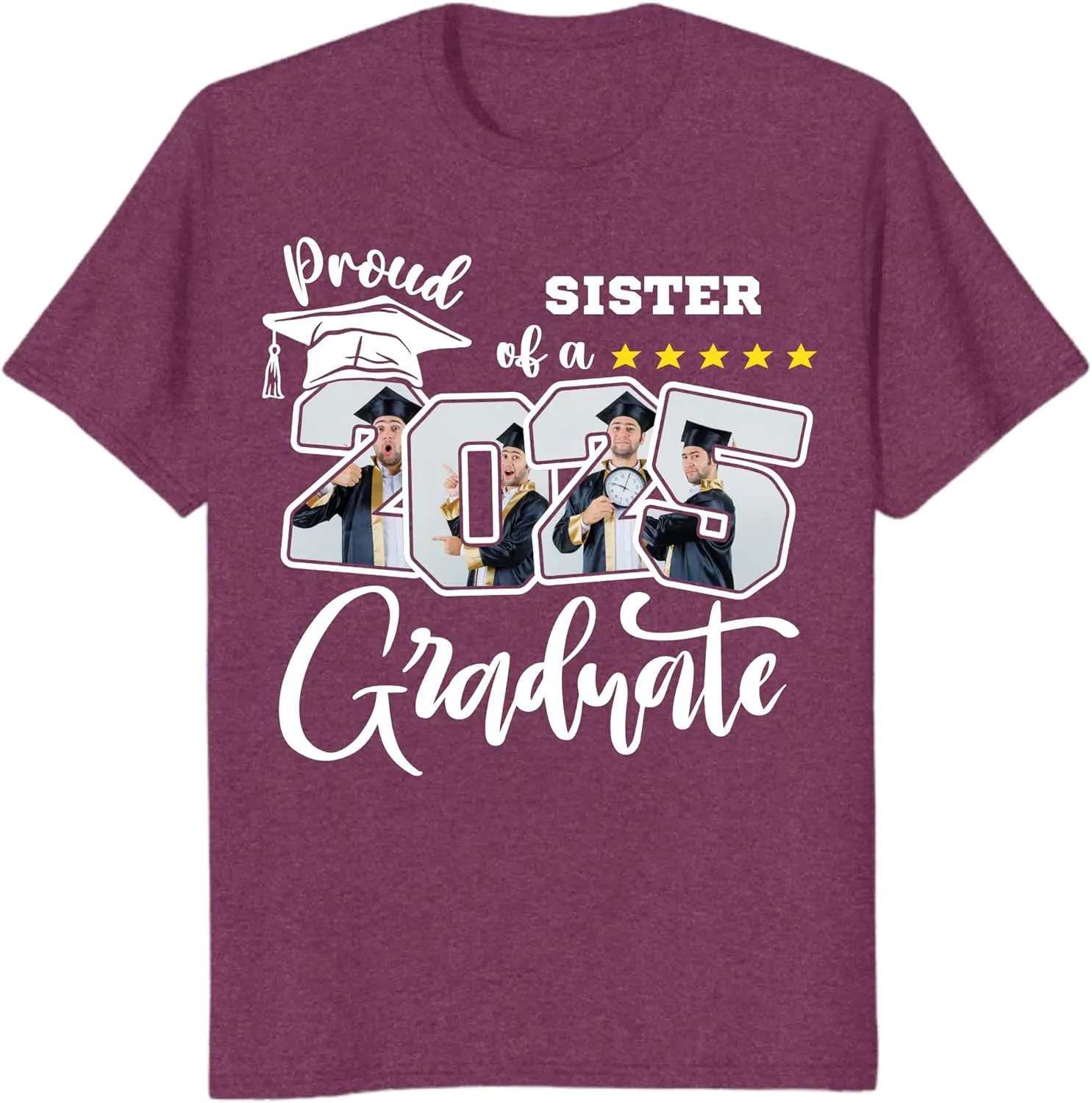 Custom Photo 2025 Graduation Matching Family T-Shirts, Personalized Graduate Senior Shirts, Proud of Grad Customizable Tee