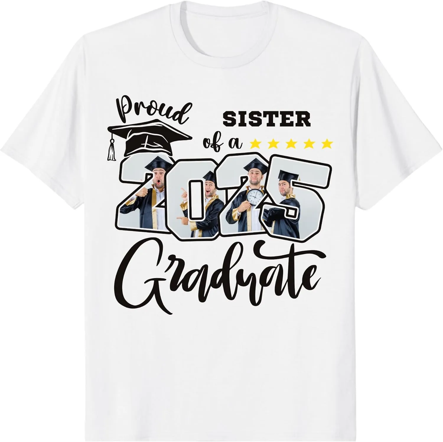 Custom Photo 2025 Graduation Matching Family T-Shirts, Personalized Graduate Senior Shirts, Proud of Grad Customizable Tee