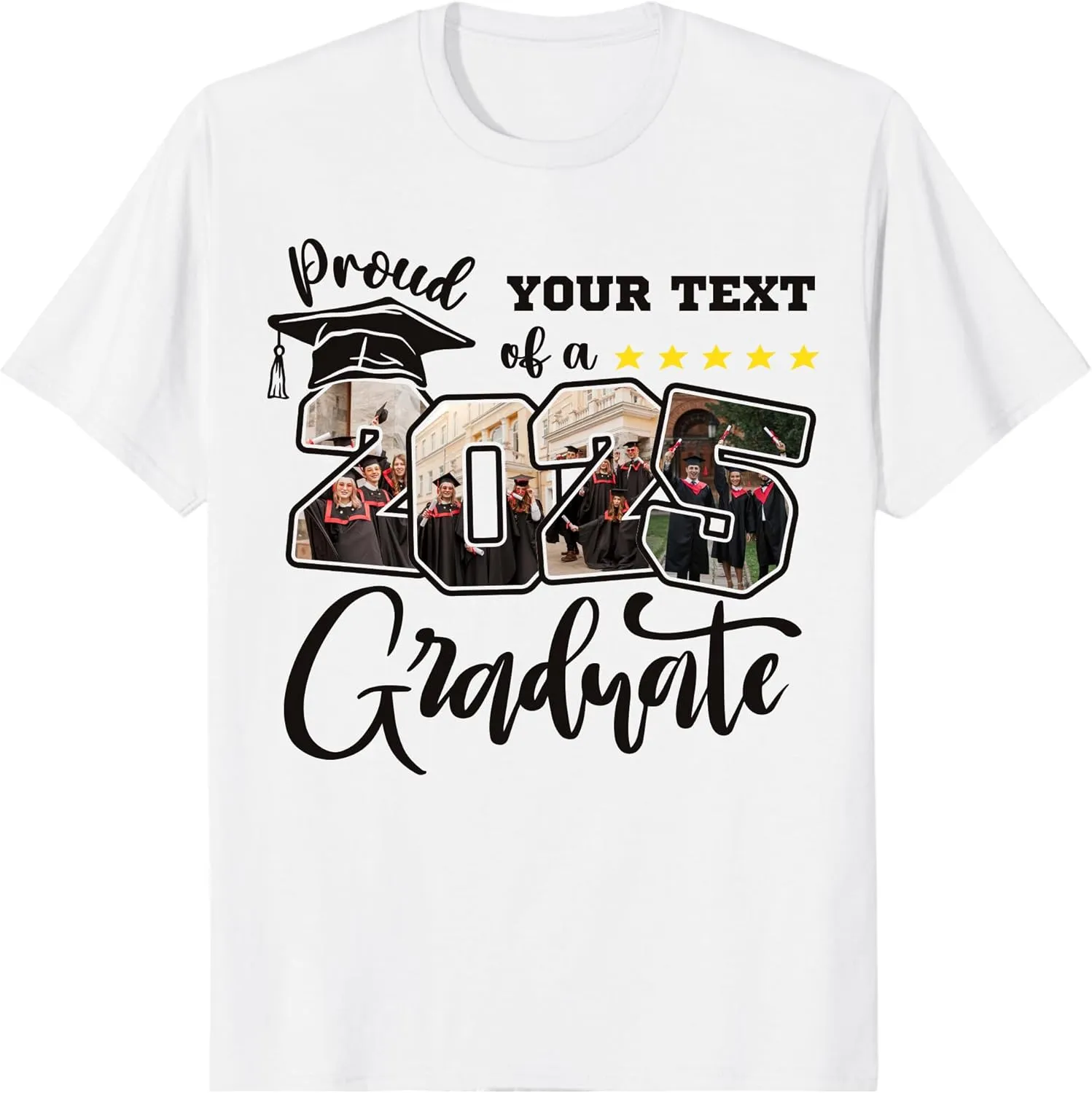 Custom Photo 2025 Graduation Matching Family T-Shirts, Personalized Graduate Senior Shirts, Proud of Grad Customizable Tee