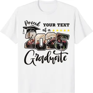 Custom Photo 2025 Graduation Matching Family T-Shirts, Personalized Graduate Senior Shirts, Proud of Grad Customizable Tee