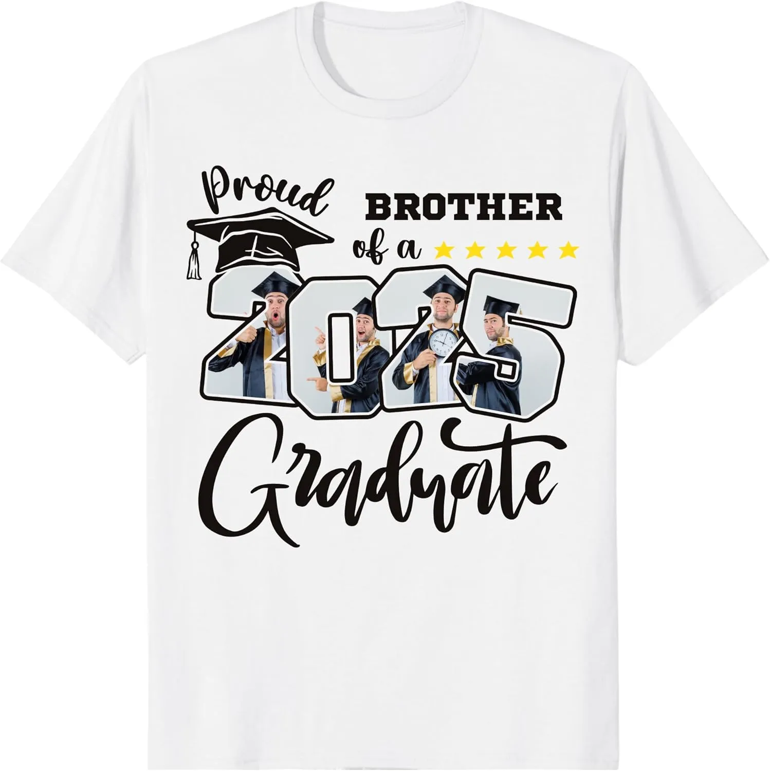 Custom Photo 2025 Graduation Matching Family T-Shirts, Personalized Graduate Senior Shirts, Proud of Grad Customizable Tee