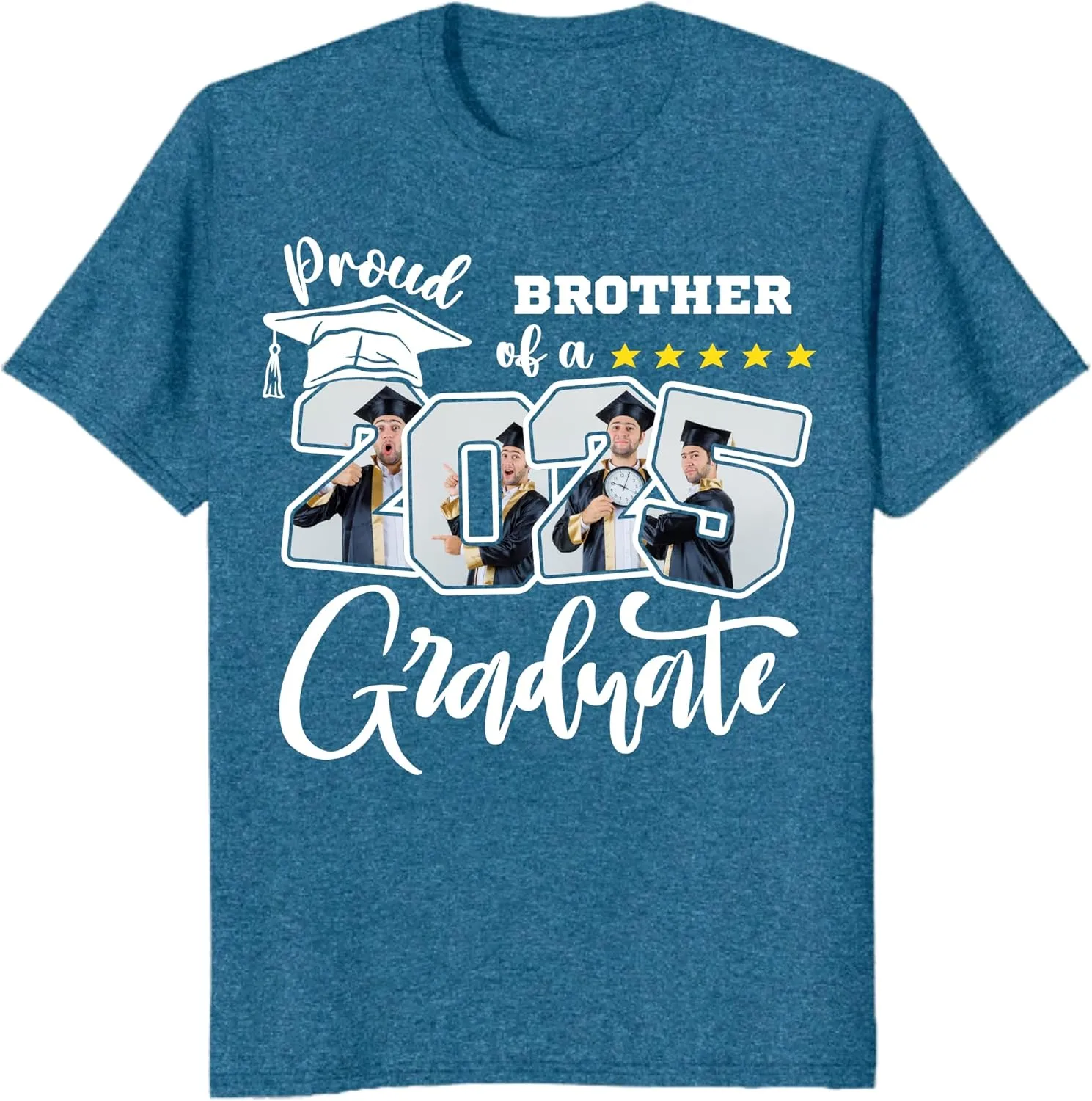Custom Photo 2025 Graduation Matching Family T-Shirts, Personalized Graduate Senior Shirts, Proud of Grad Customizable Tee