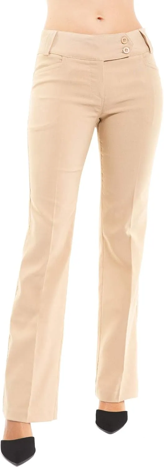 Design by Olivia Women's Relaxed Boot-Cut Office Pants Trousers Slacks