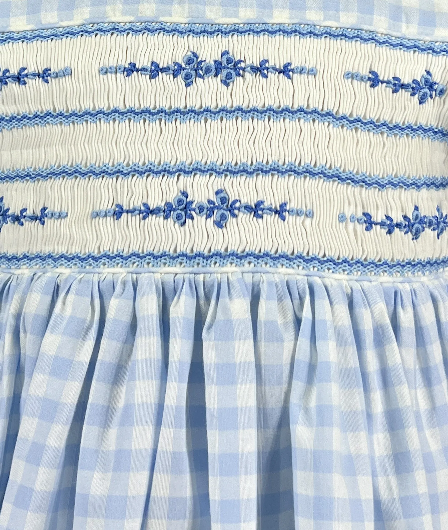 Dorothy Vichy Blue Gingham Smocked Dress