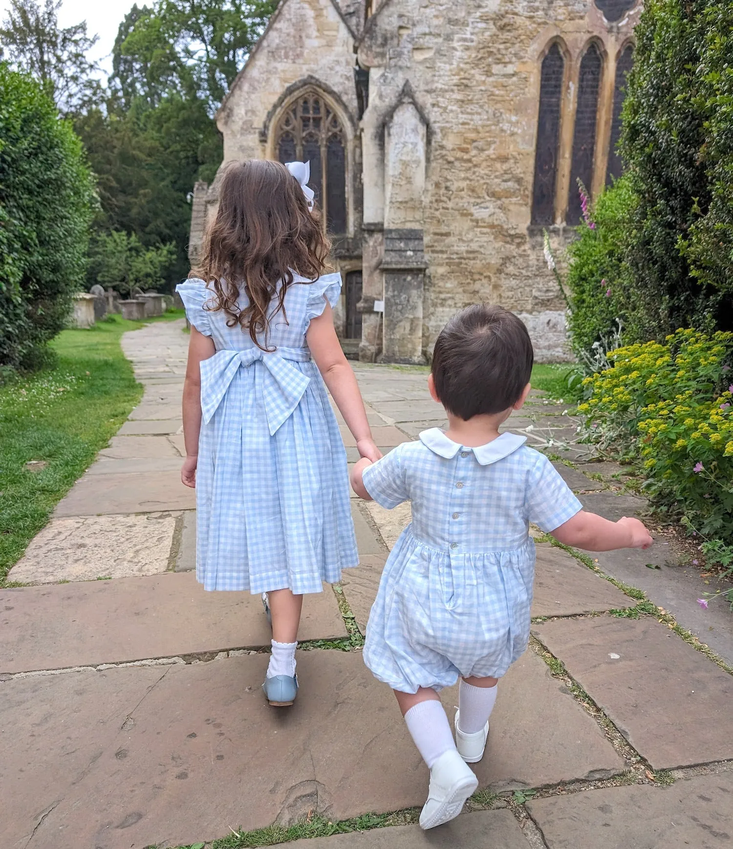Dorothy Vichy Blue Gingham Smocked Dress