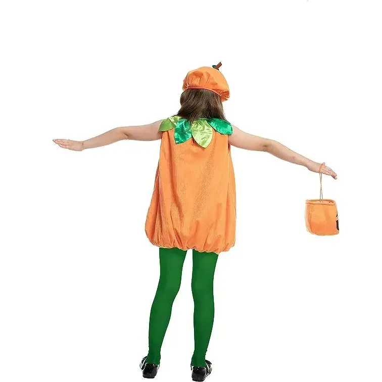 Halloween Child Girl Pumpkin Dress Costume with Hat