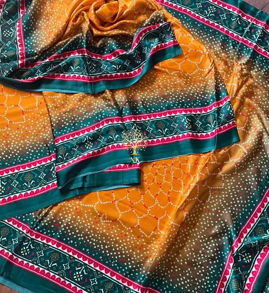 Lobita Gajji silk printed sari