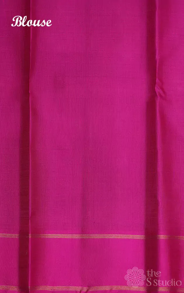 Mint green kanchi silk saree with pink border
