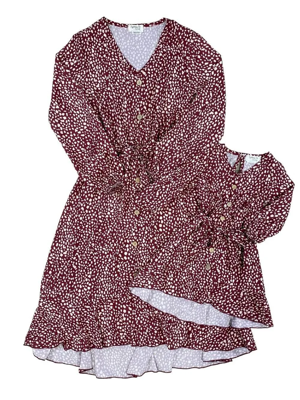 Mom and Me - Burgundy Button Front Dress
