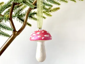Mushroom Ornament | Hand Painted Iridescent Forest Amanita Toadstool Ornament | Christmas Tree Decoration | Unique Holiday Gift Tags