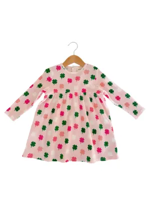Organic Waffle Simple Dress, Pink Clover