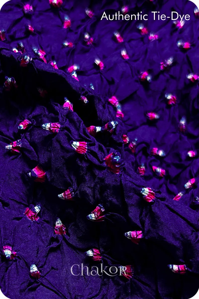 Purple Bandhani Mulberry Silk Blouse Fabric