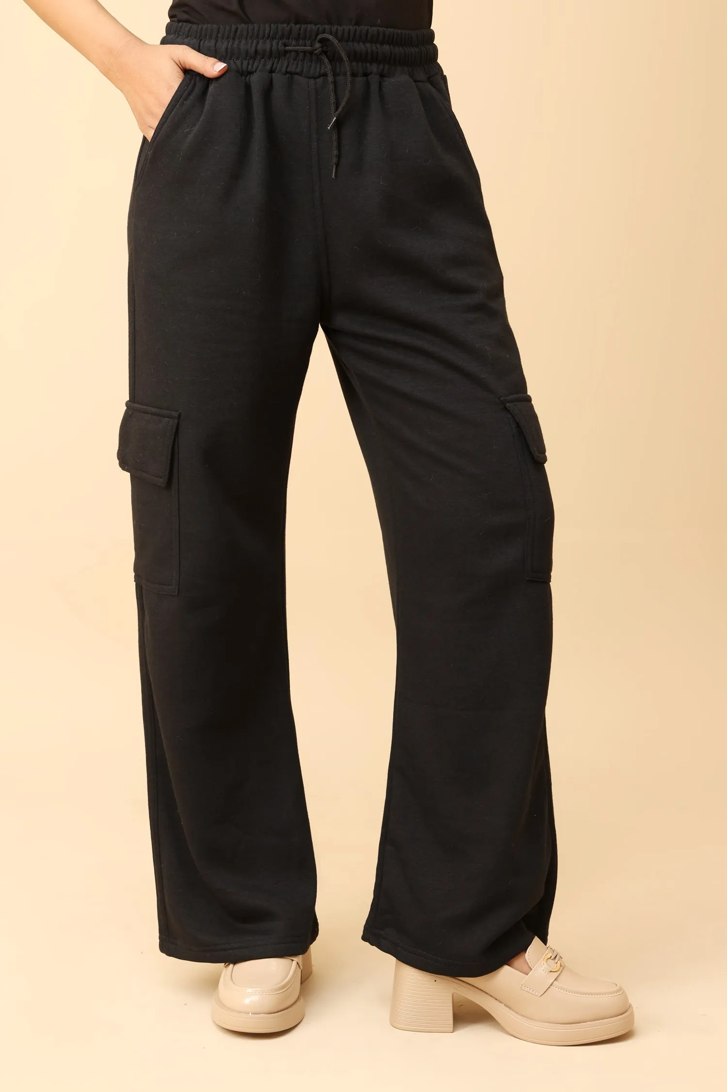 Relaxed Fit Utility Cargo Trousers with Flap Pockets