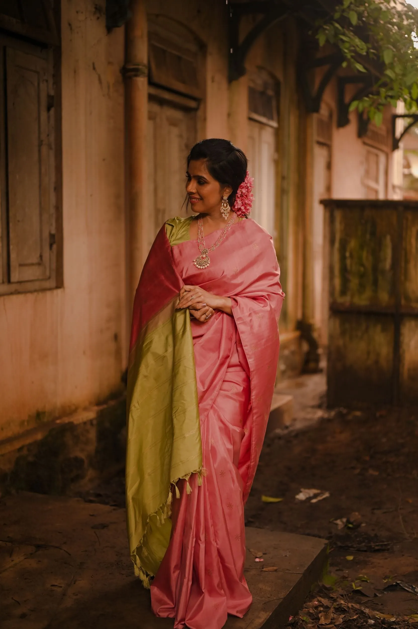 Roja pink Kanchivaram sari