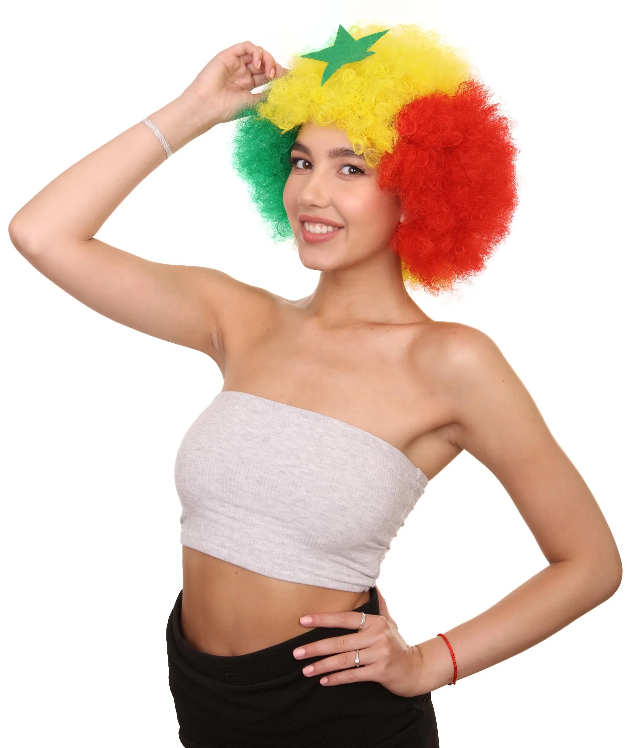 Senegal Flag Sport Afro Halloween Wig