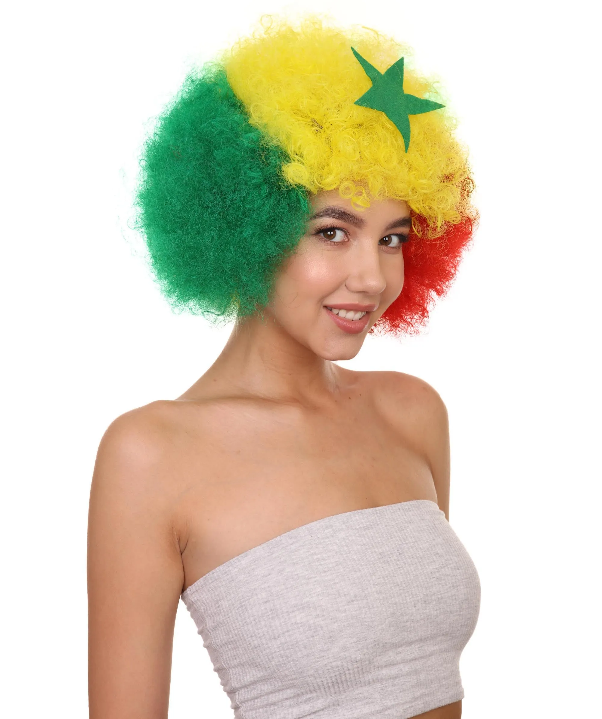 Senegal Flag Sport Afro Halloween Wig