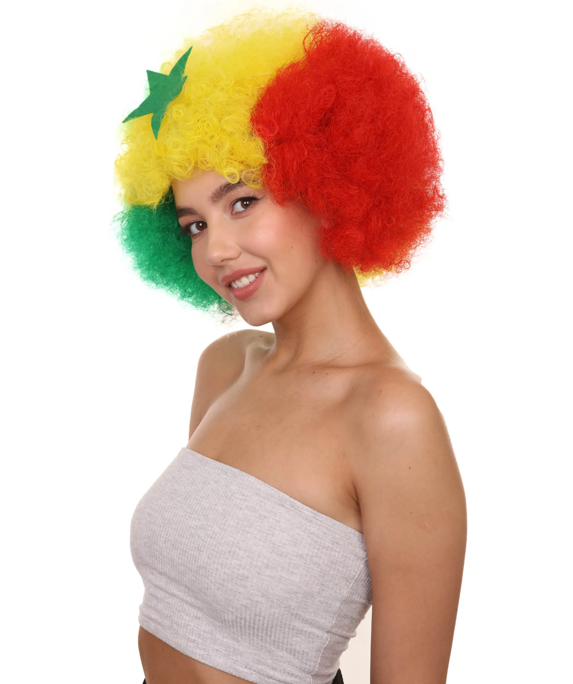 Senegal Flag Sport Afro Halloween Wig
