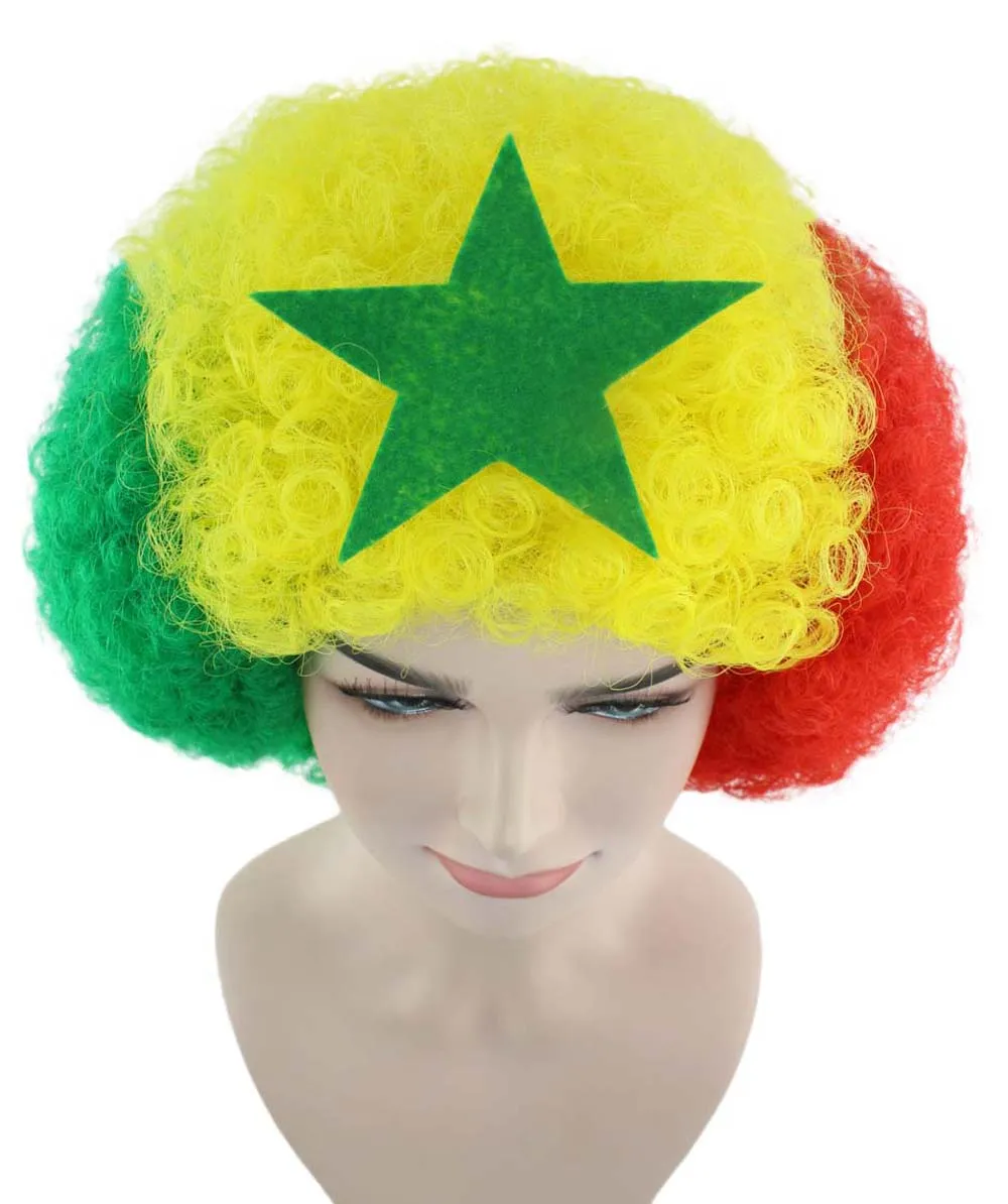 Senegal Flag Sport Afro Halloween Wig
