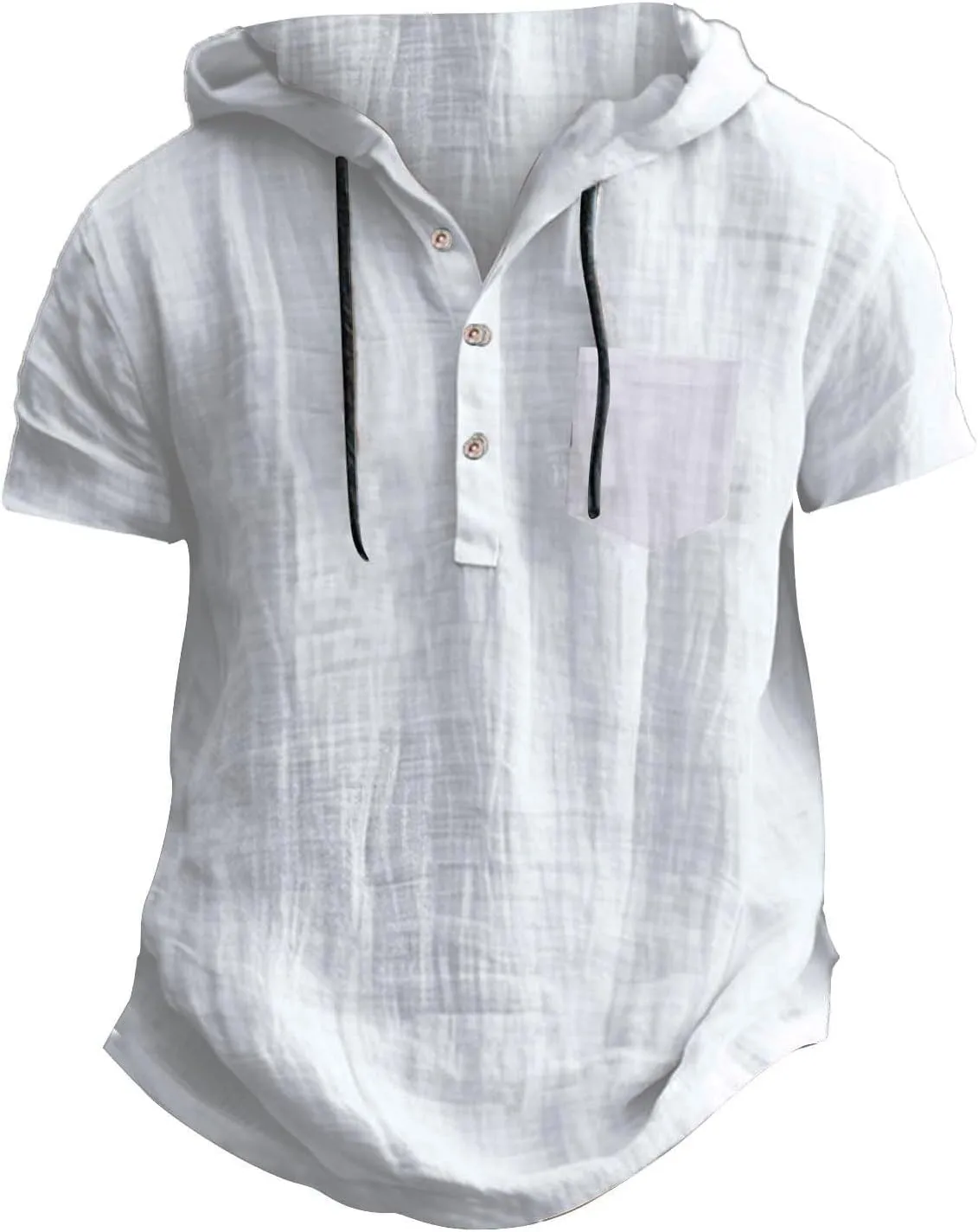 Short Sleeve Hoodies for Men Cotton Linen Casual Loose Fit Hoodies Lightweight Summer Sports Hiking Button Down Tshirts