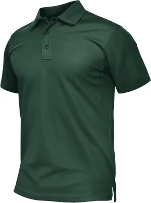 TACVASEN Mens Polo Shirt Short Sleeve Tactical Performance Collared Work Golf Shirts Dry Fit Pique Polos for Summer