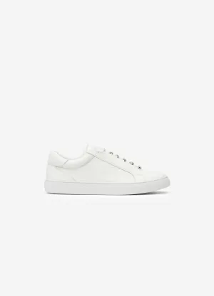 Textured Leather Sneaker White