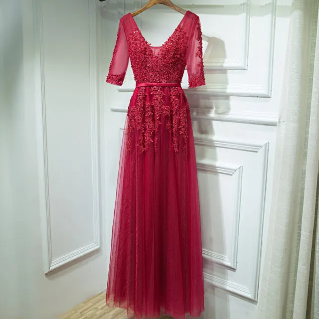 The Bride Banquet Sexy V-neck Half Sleeves Party Dress