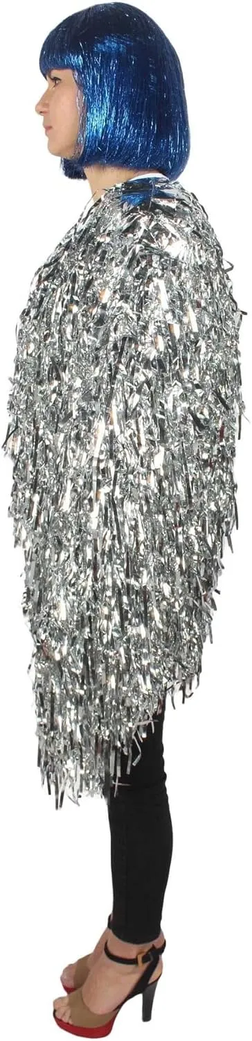Unisex Thick Metallic Tinsel Foil Jacket - Extra Dense Shiny Glitter Costumes | Loose Fit Festival Rave Outfits