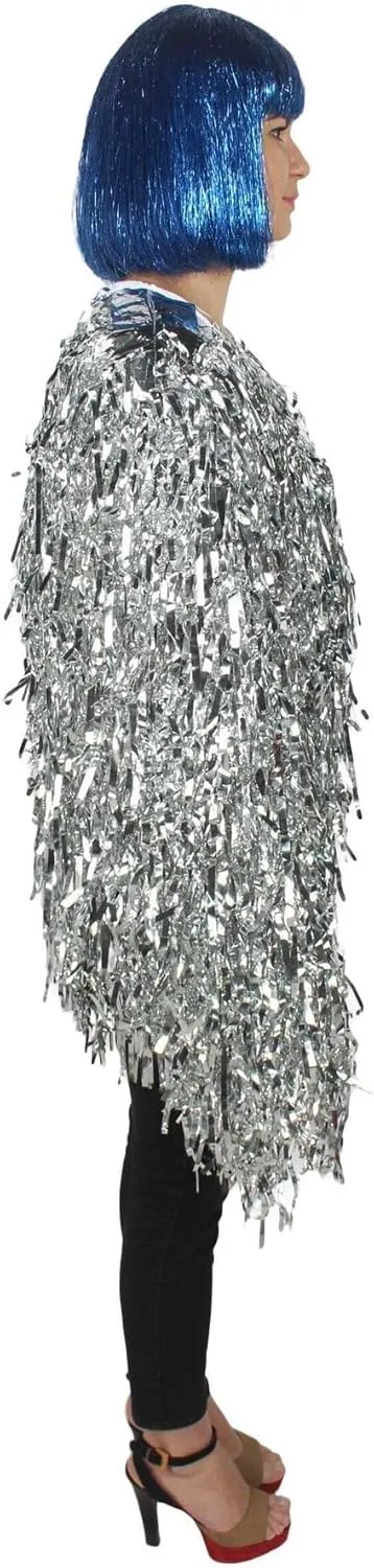 Unisex Thick Metallic Tinsel Foil Jacket - Extra Dense Shiny Glitter Costumes | Loose Fit Festival Rave Outfits