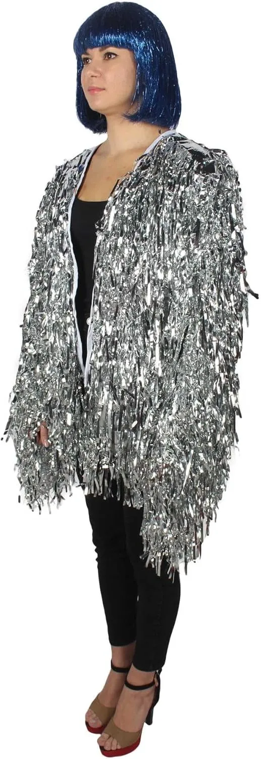 Unisex Thick Metallic Tinsel Foil Jacket - Extra Dense Shiny Glitter Costumes | Loose Fit Festival Rave Outfits