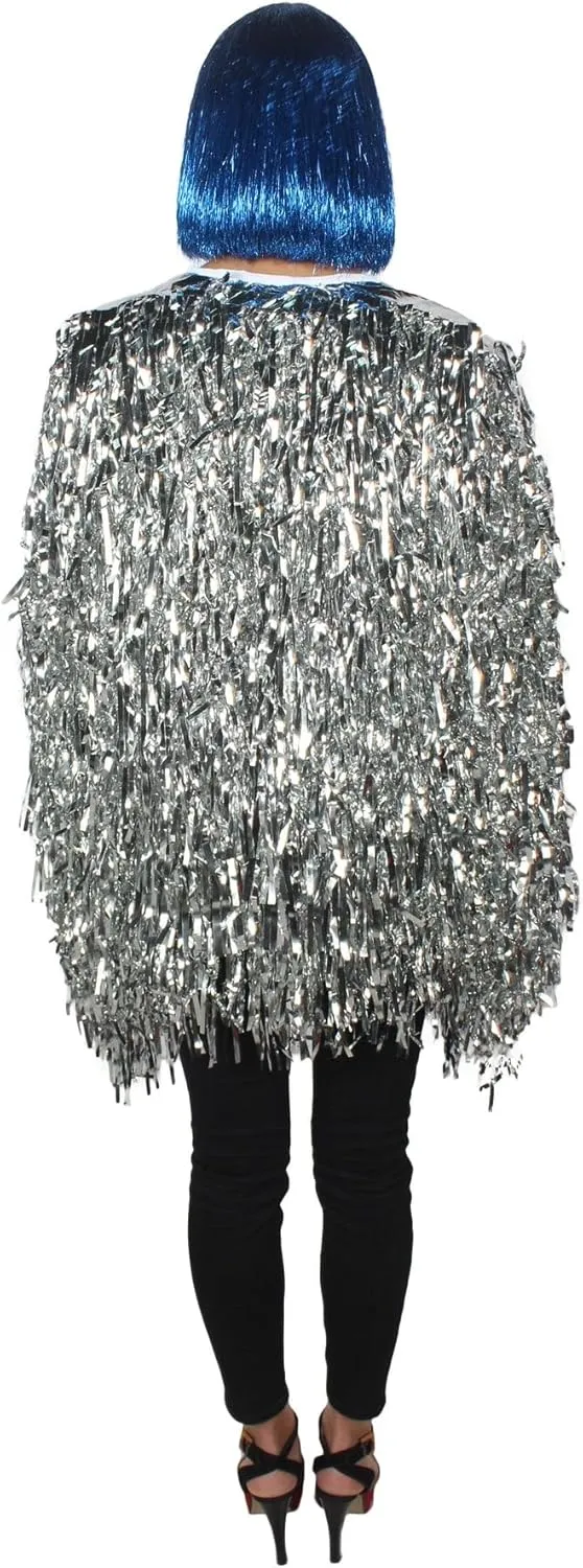 Unisex Thick Metallic Tinsel Foil Jacket - Extra Dense Shiny Glitter Costumes | Loose Fit Festival Rave Outfits
