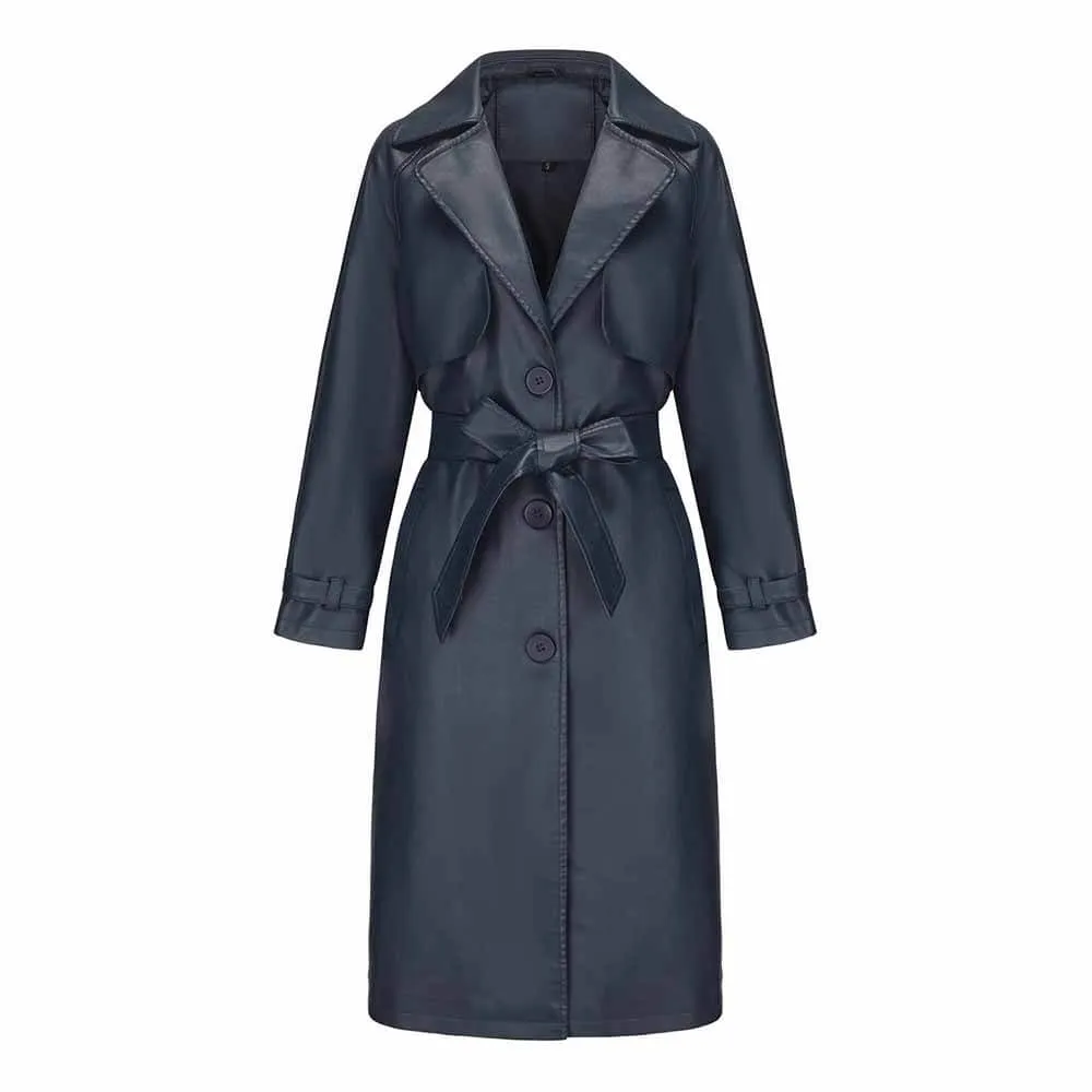 Vintage Lapel Belt Long Trench Coat