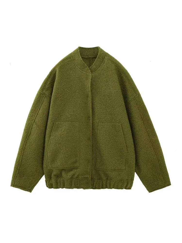 Warm Gray Long Sleeve Bomber Jacket